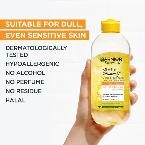 Garnier - Vitamin C Micellar Water Facial Brightening Cleanser and Makeup Remover (2 sizes)