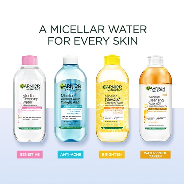 Garnier - Vitamin C Micellar Water Facial Brightening Cleanser and Makeup Remover (2 sizes)