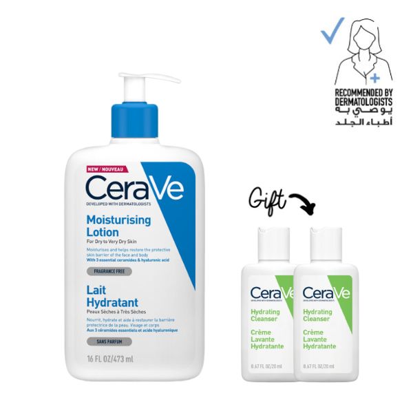 Moisturizing Lotion 473 ML + 2x FREE Hydrating Cleanser 20 ML
