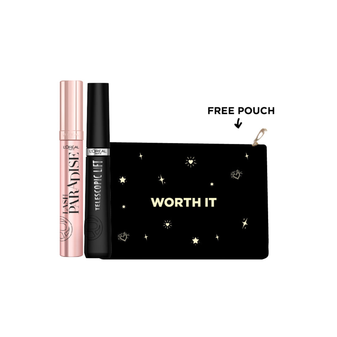 Telescopic Mascara + Lash Paradise Mascara + FREE Worth it Pouch At 15% OFF
