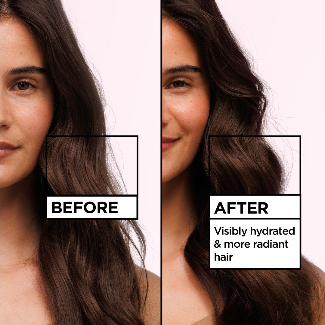 Before and after comparison of hair brightness with 'Avant' and 'Apres' labels.