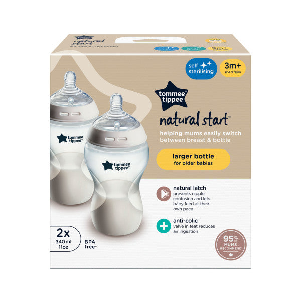 Natural Start Anti-Colic Baby Bottle with Medium Flow Breast-Like Teat, 3 Months +