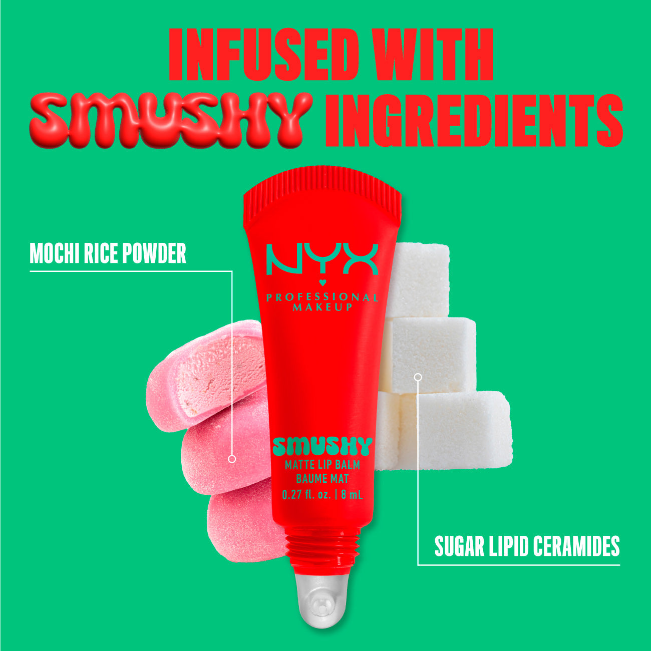 Smushy Matte Lip Balm, Soft Diffused Color, Matte Finish
