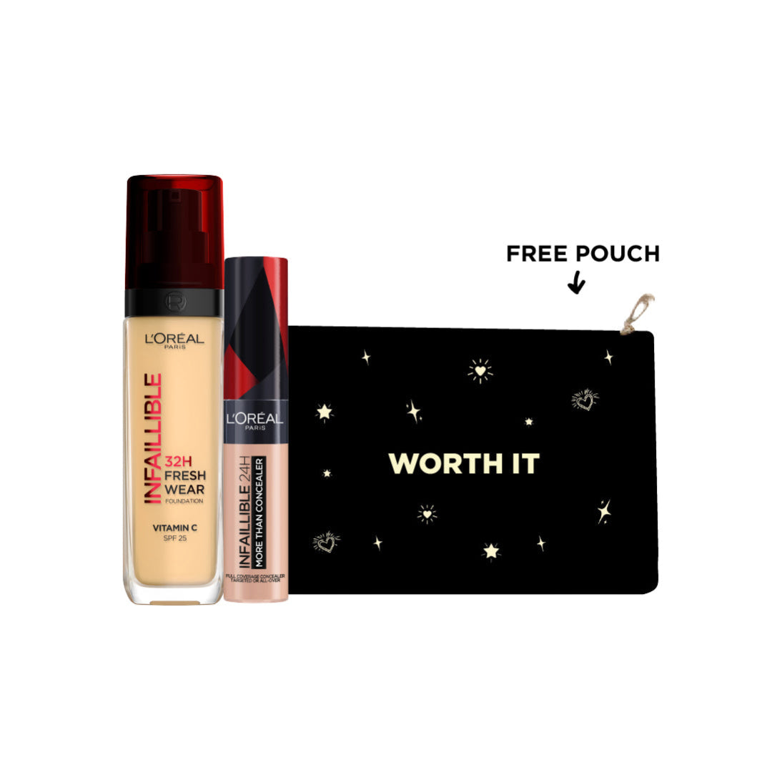 Infaillible Liquid Foundation + Full wear Concealer + FREE Pouch At 15% OFF