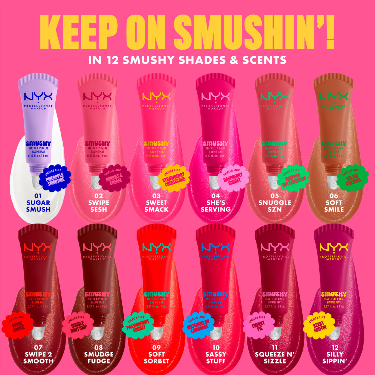 Smushy Matte Lip Balm, Soft Diffused Color, Matte Finish