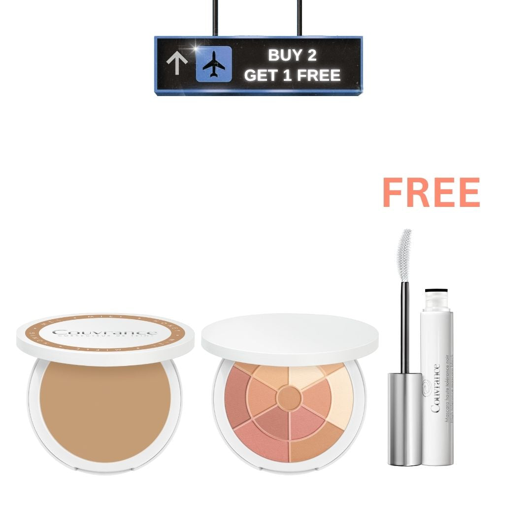 Couvrance Compact Foundation SAND + Mosaic Powder NATURAL GLOW + FREE Mascara