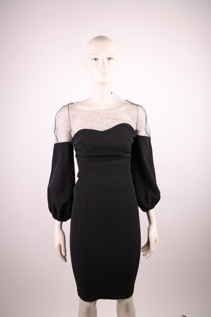 ACCESS Access midi black dress with sheer on top | Loolia Closet