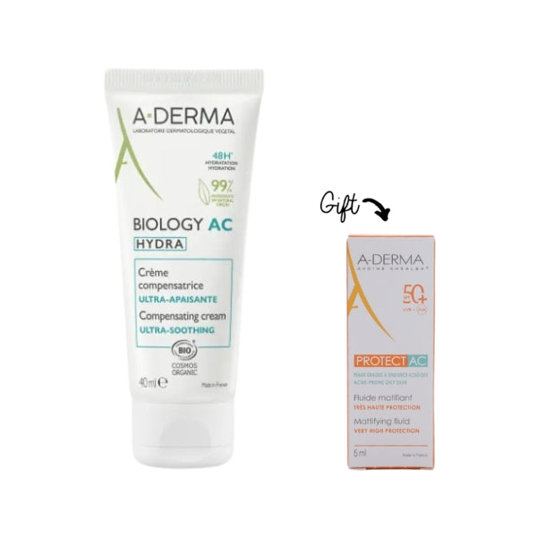 A-Derma Biology AC Compensating Cream + FREE Fluide Matifiant | Loolia Closet