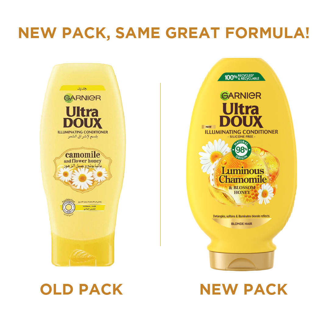 Ultra Doux with Camomile and Flower Honey Illuminating Conditioner - Old VS New