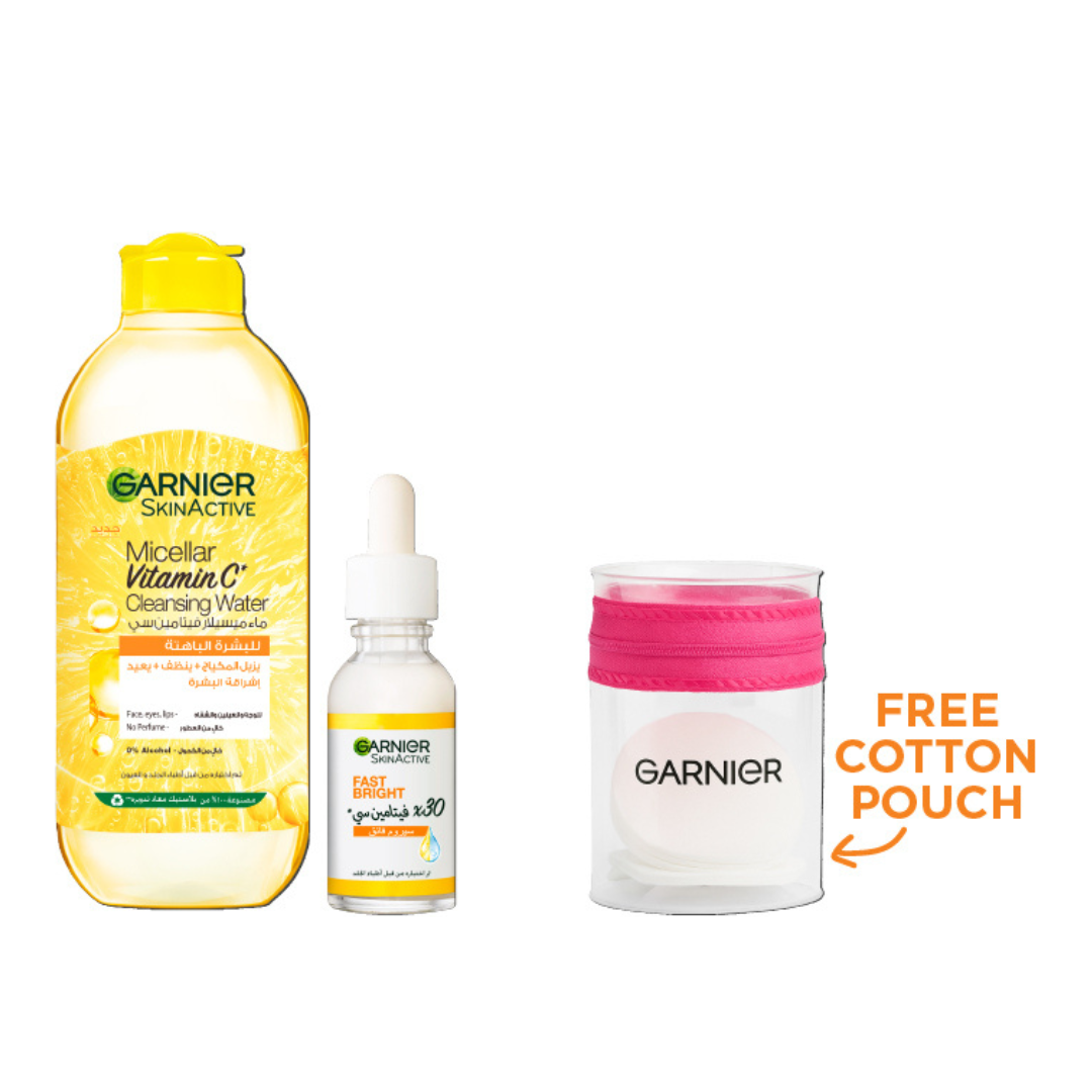 Vitamin C Micellar Water 400ML + Day Serum 30ML + FREE Cotton Pads At 15% OFF