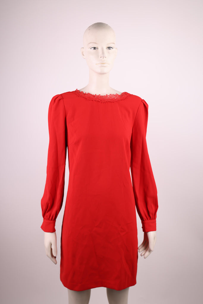 FRNCH Frnch short length red dress with long sleeves | Loolia Closet