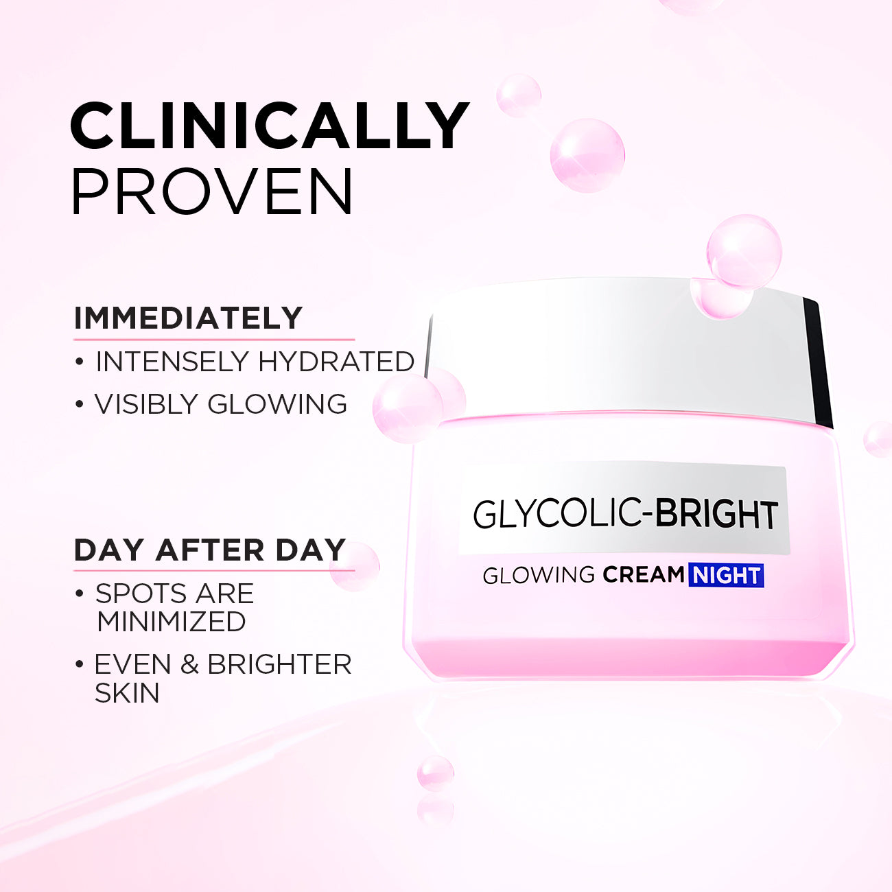 Glycolic Bright Glowing and Brightening Night Cream with Glycolic Acid for boosting overnight