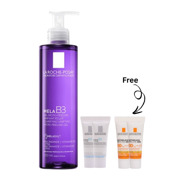 La Roche-Posay Mela B3 Facial Gel Cleanser + 2 FREE Mini Hyalu B5 Serum + 2 FREE Mini Anthelios UV mune | Loolia Closet