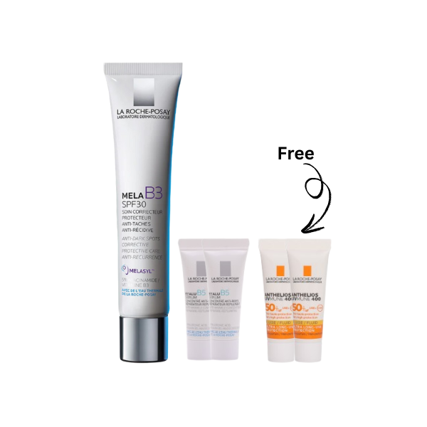 La Roche-Posay Mela B3 UV Daily Moisturizer + 2 FREE Mini Hyalu B5 Serum + 2 FREE Mini Antelios UV mune | Loolia Closet