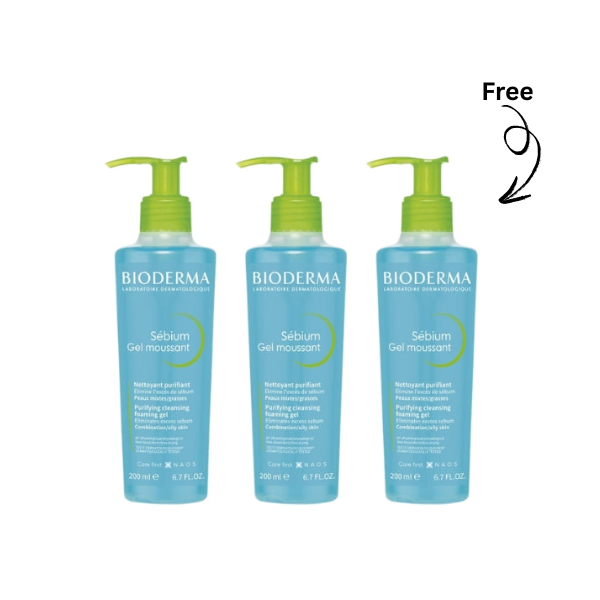 Bioderma 2x Sébium Gel Moussant Nettoyant Purifiant 200 ML + 1 Free Full Size | Loolia Closet