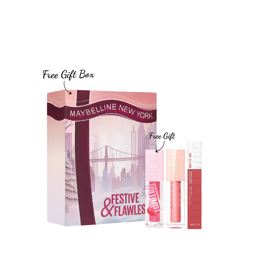 Super Stay Matte Ink Lipstick + Lifter Lip Gloss + FREE Lifter Plump & Box & Pouch At 20% OFF