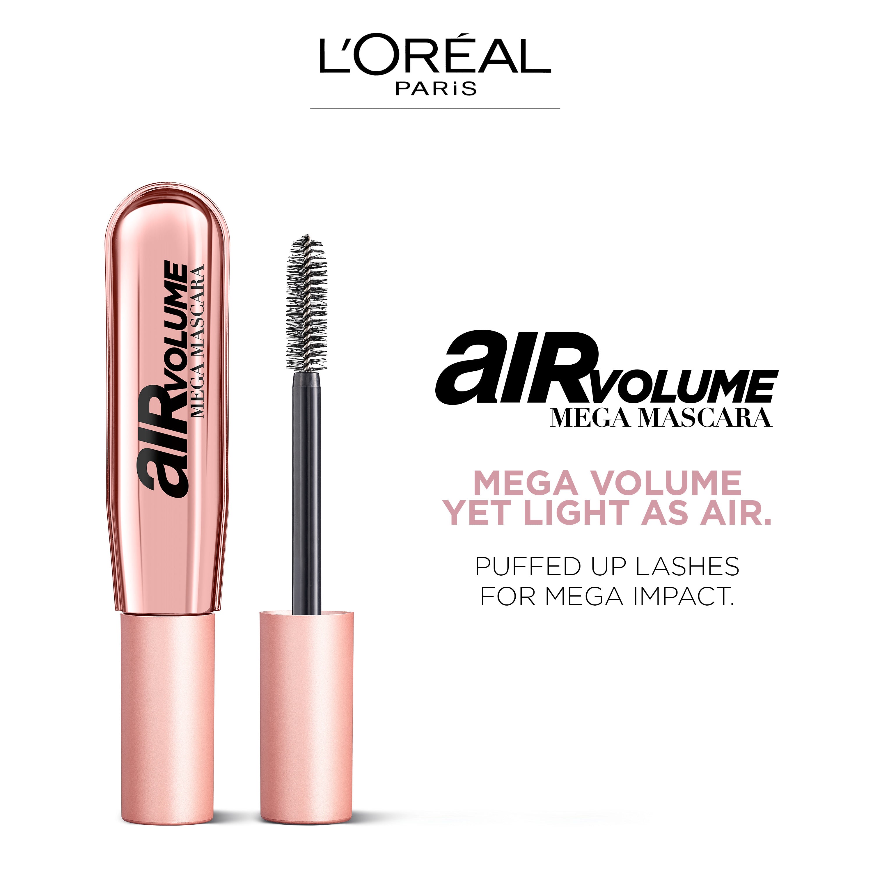L'Oreal Paris - Air Volume Mega Mascara Washable, Air Whipped Formula Lasting Up To 24H- Lightweight