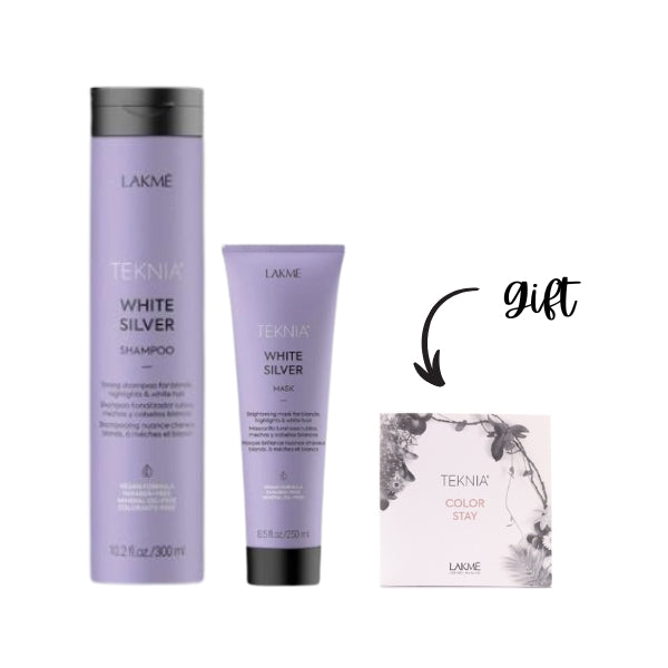 Lakmé Teknia White Silver Shampoo 300ML +  Mask 250ML + FREE Shampoo Sheet | Loolia Closet