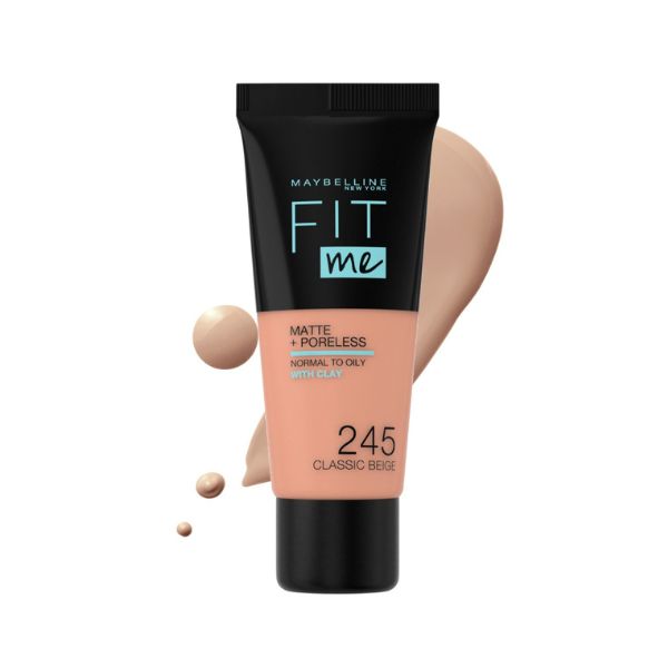 Maybelline New York - Fit Me Matte  Poreless Liquid Foundation Ideal For Normal To Oily Skin - 245 Classic Beige