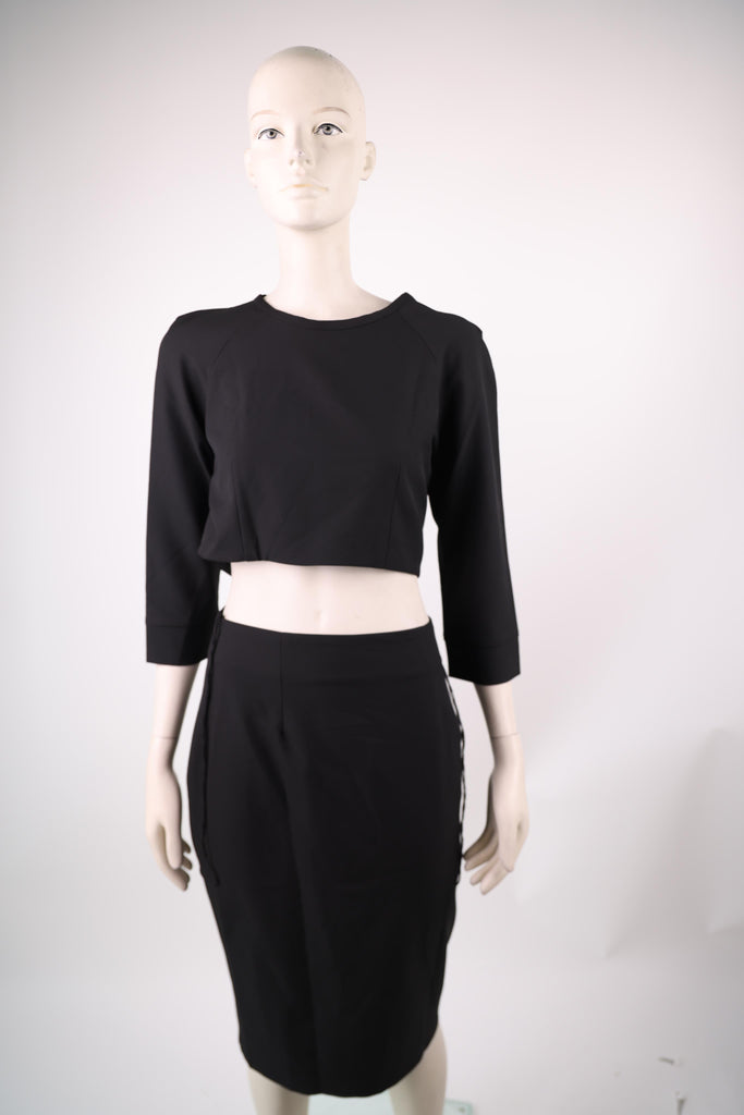 SPELL Spell black mid length dress cropped in the front | Loolia Closet