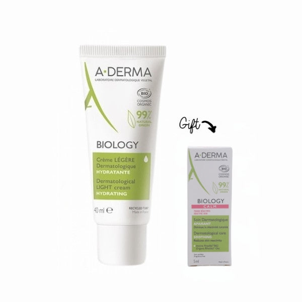 A-Derma Biology Hydrating Light Cream + FREE Biology Calm Reactive Skin | Loolia Closet