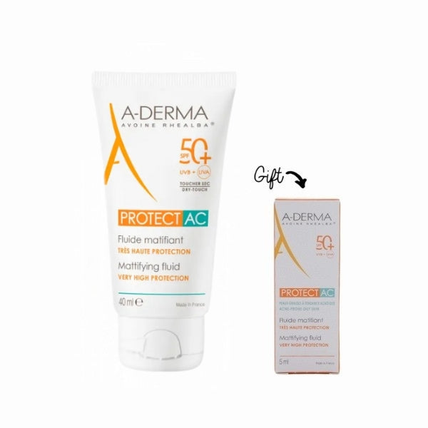 A-Derma Protect AC Mattifying Fluid SPF 50 + FREE Protect AD Protect Fluide Matifiant | Loolia Closet