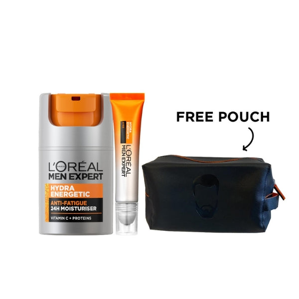 L'Oréal Paris Men Expert Hydra Energetic Eye Serum + Moisturizer + FREE Pouch | Loolia Closet
