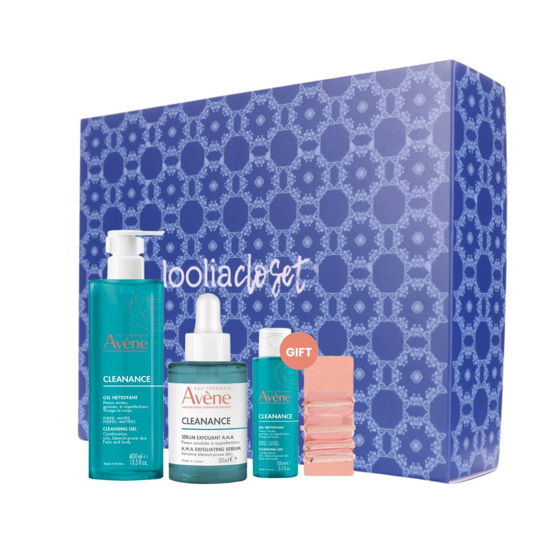 Cleansing Gel 400 ML + Cleanance AHA Exfoliating Serum 30 ML + FREE Cleansing Gel 100 ML + FREE Pouch