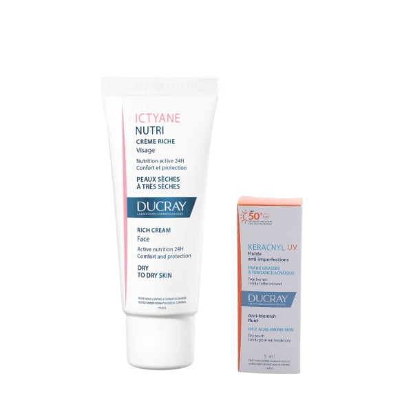 Ducray Ictyane Nutri Rich Face Cream  + FREE Anti Blemish Fluid 5ML | Loolia Closet