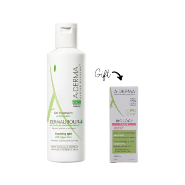 A-Derma Dermalibour+ Foaming Gel + FREE Biology Calm Reactive Skin | Loolia Closet