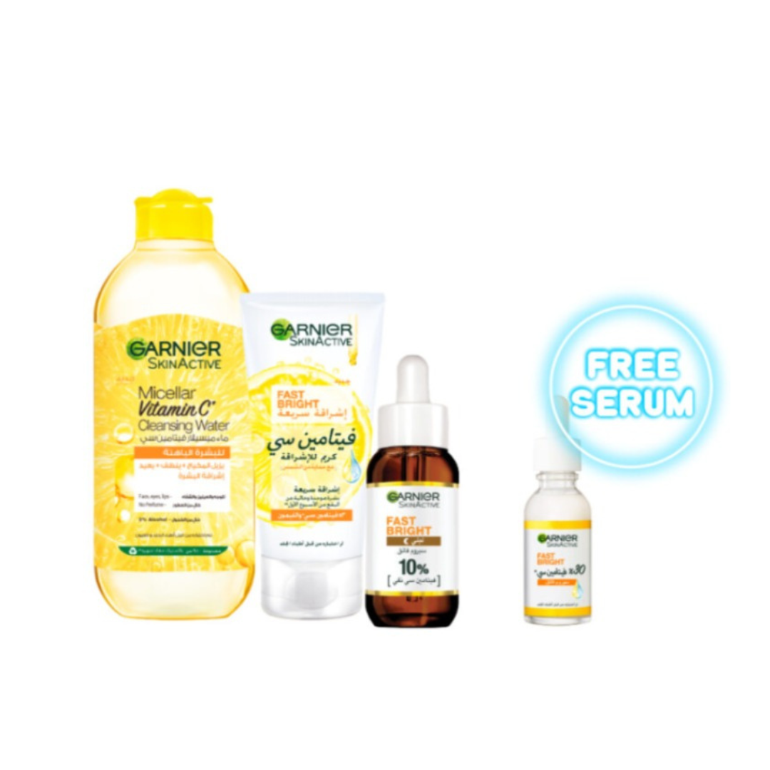 Vitamin C Micellar Water 400 ML + Skin Active Fast Bright Day Cream 50 ML + Fast Bright 10% Pure Vitamin C 30ML + FREE Day Serum Vitamin C