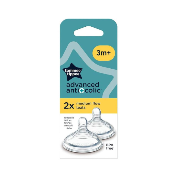 Advanced Anti-Colic Baby Bottle Teats, Medium Flow, 3+ Months