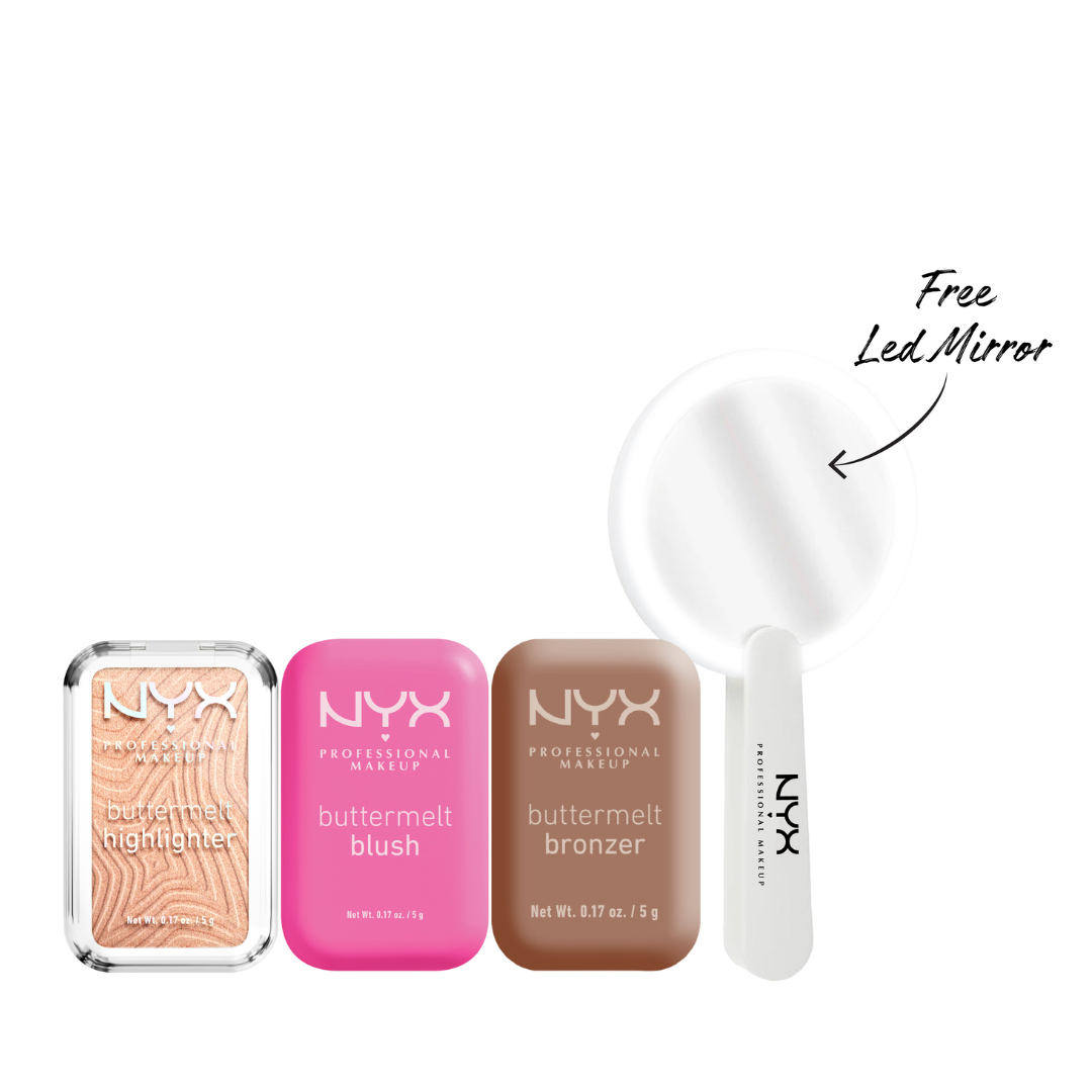 Powder Bronzer + Powder Blush + Powder Highlighter + FREE Led Mirror