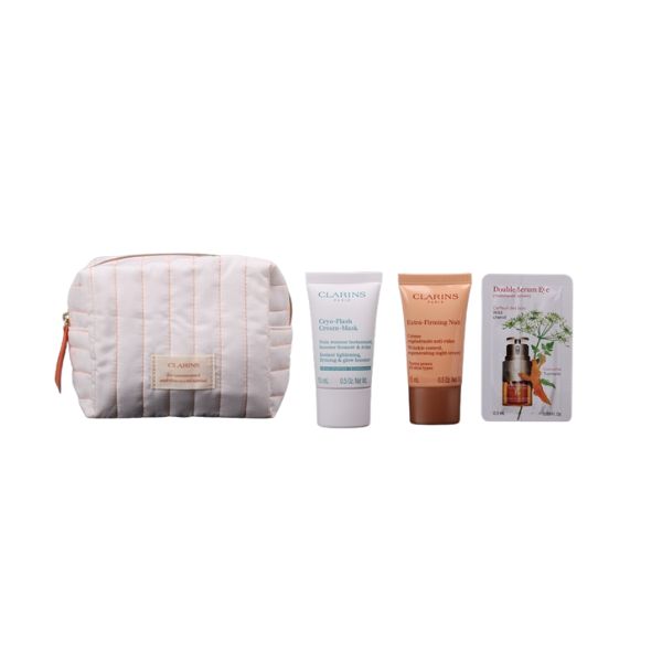 Clarins Gift From Clarins: Pouch With 2 Deluxe Skincare Miniatures | Loolia Closet