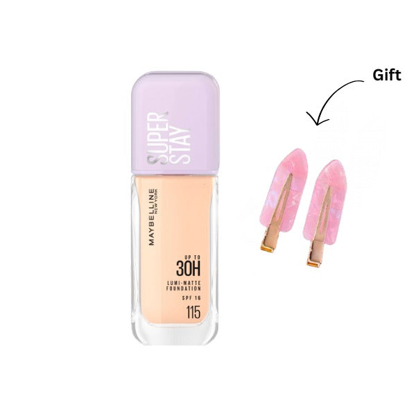 Maybelline New York Super Stay Lumi-Matte Foundation + FREE Hair Clips | Loolia Closet