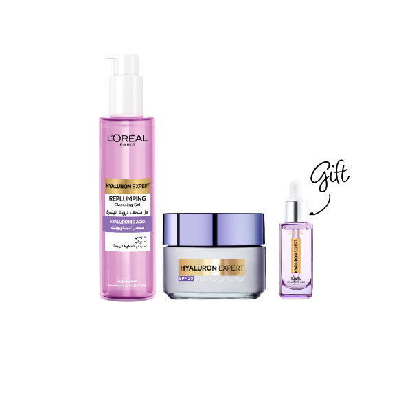 L'Oréal Paris Hyaluron Expert Gel Wash + Day Cream + FREE Mini Serum At 15% OFF | Loolia Closet