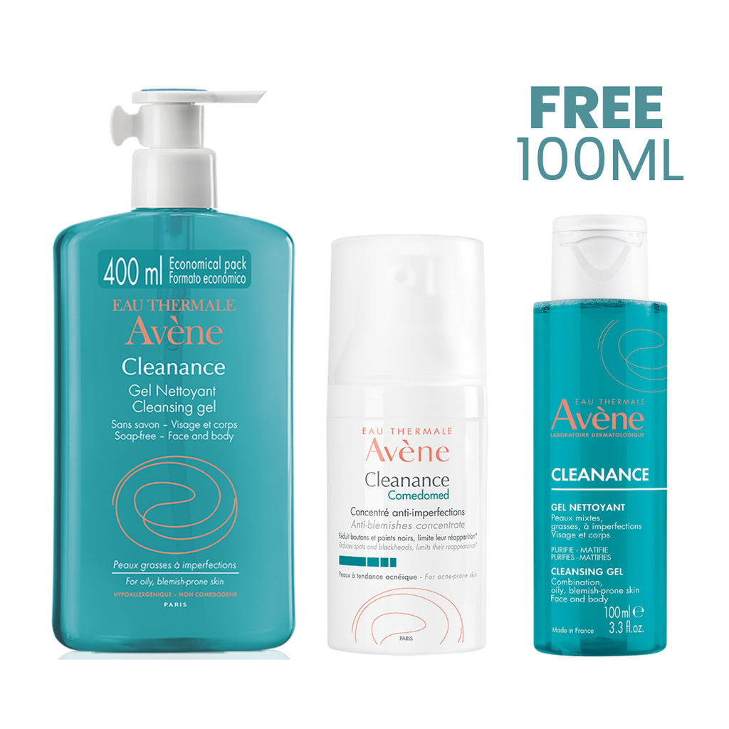 Eau Thermale Avène Cleanance Cleansing Gel + Comedomed Anti-Blemish Concentrate + FREE Gift | Loolia Closet