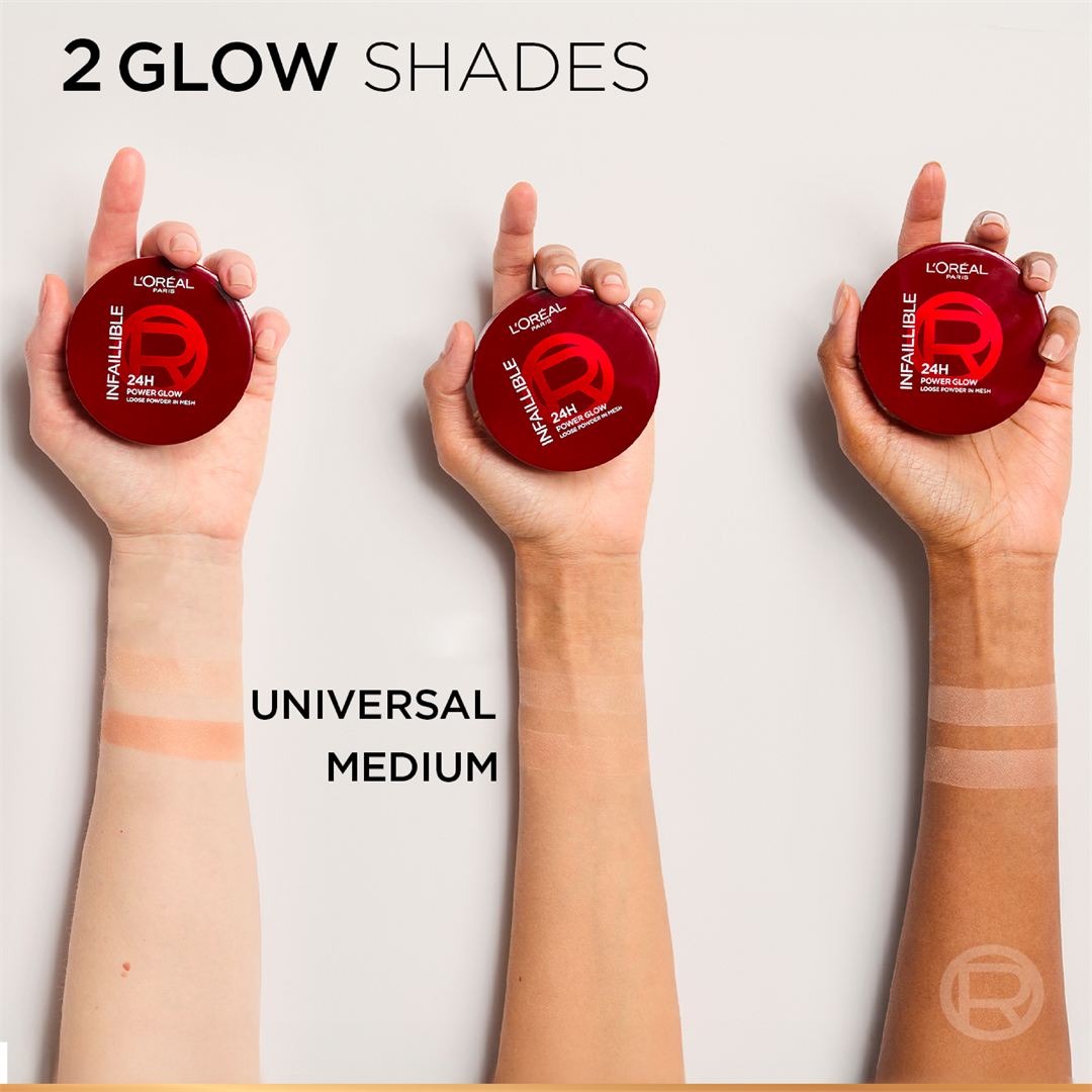 Infaillible 24H Power Glow Loose Powder in Mesh, Pore Blurring, Radiant Glow, and Hydrating Formula 9.5g