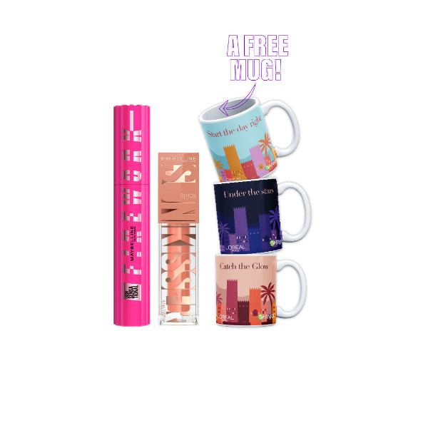 Maybelline New York Sunkisser Liquid Blush + Firework Mascara + FREE Night Mug At 20% OFF | Loolia Closet