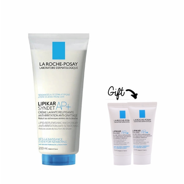 La Roche-Posay Lipikar Syndet AP+ Body Wash + 2x FREE Mini Lipikar Baume | Loolia Closet