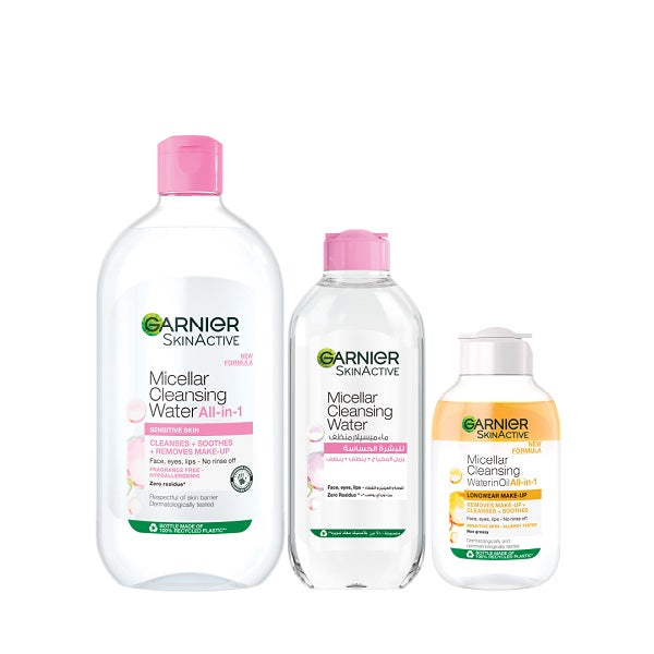 Garnier Micellar Water Facial Cleanser 700ML + 400ML + Oil Infused 100ML At 15% OFF | Loolia Closet