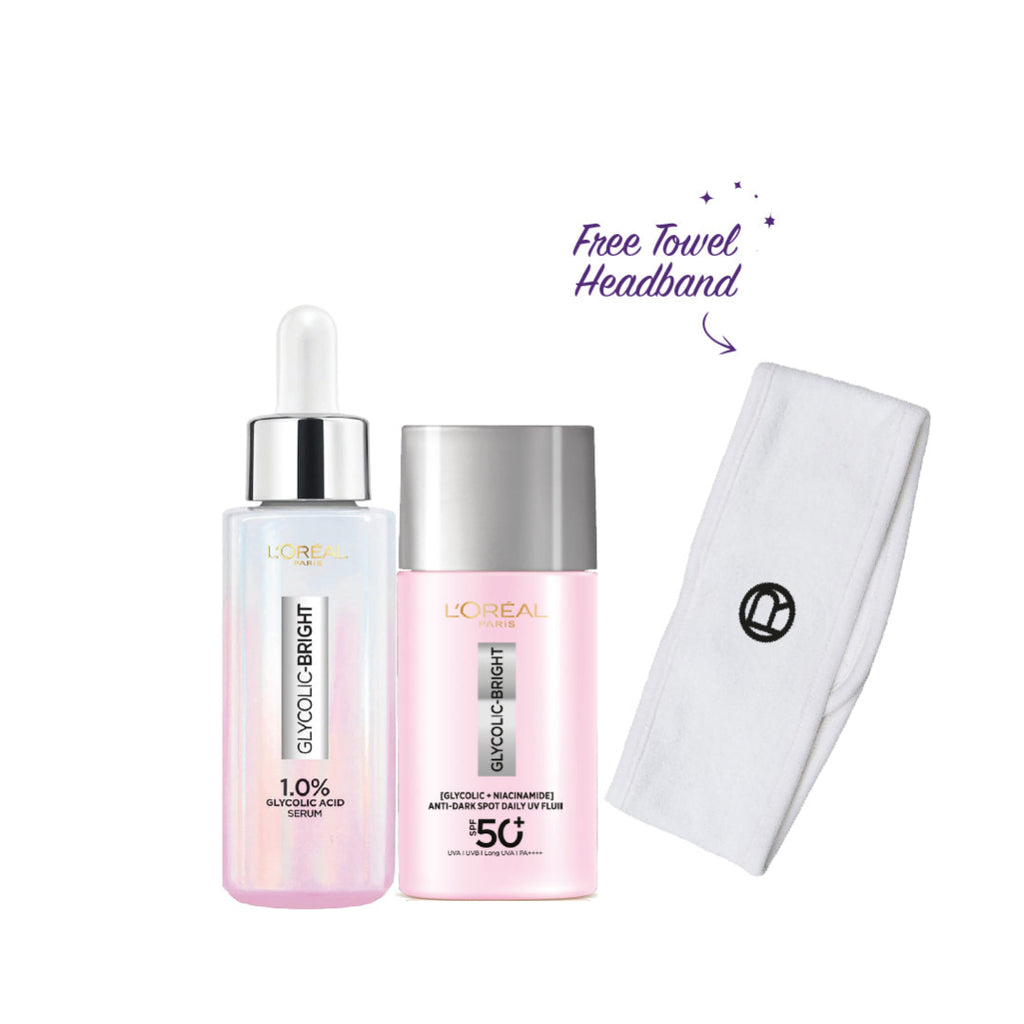 Glycolic Bright Melasyl Serum + UV Fluid + FREE Headband