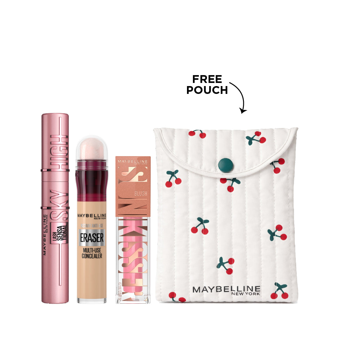 Sky High Mascara + Instant Age Rewind + Sunkisser Liquid Blush + FREE Pouch At 20% OFF